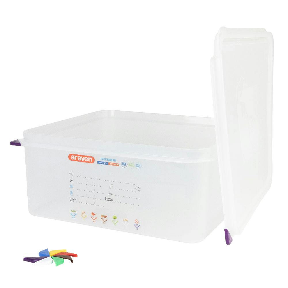 2/3 Size Clear Polyproylene Airtight Food Pan with LDPE ColorClip Lid - 14.7 Quart