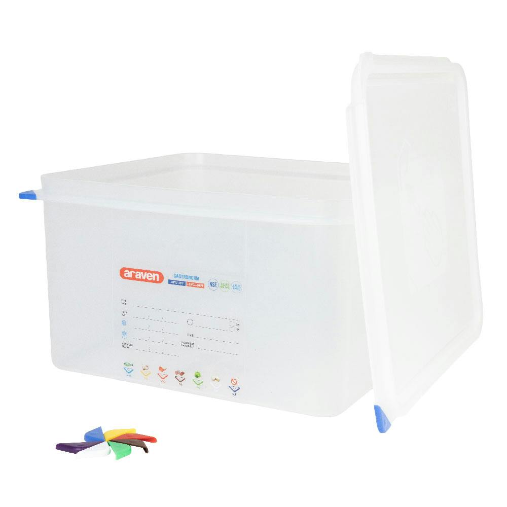 2/3 Size Clear Polyproylene Airtight Food Pan with LDPE ColorClip Lid - 20 Quart