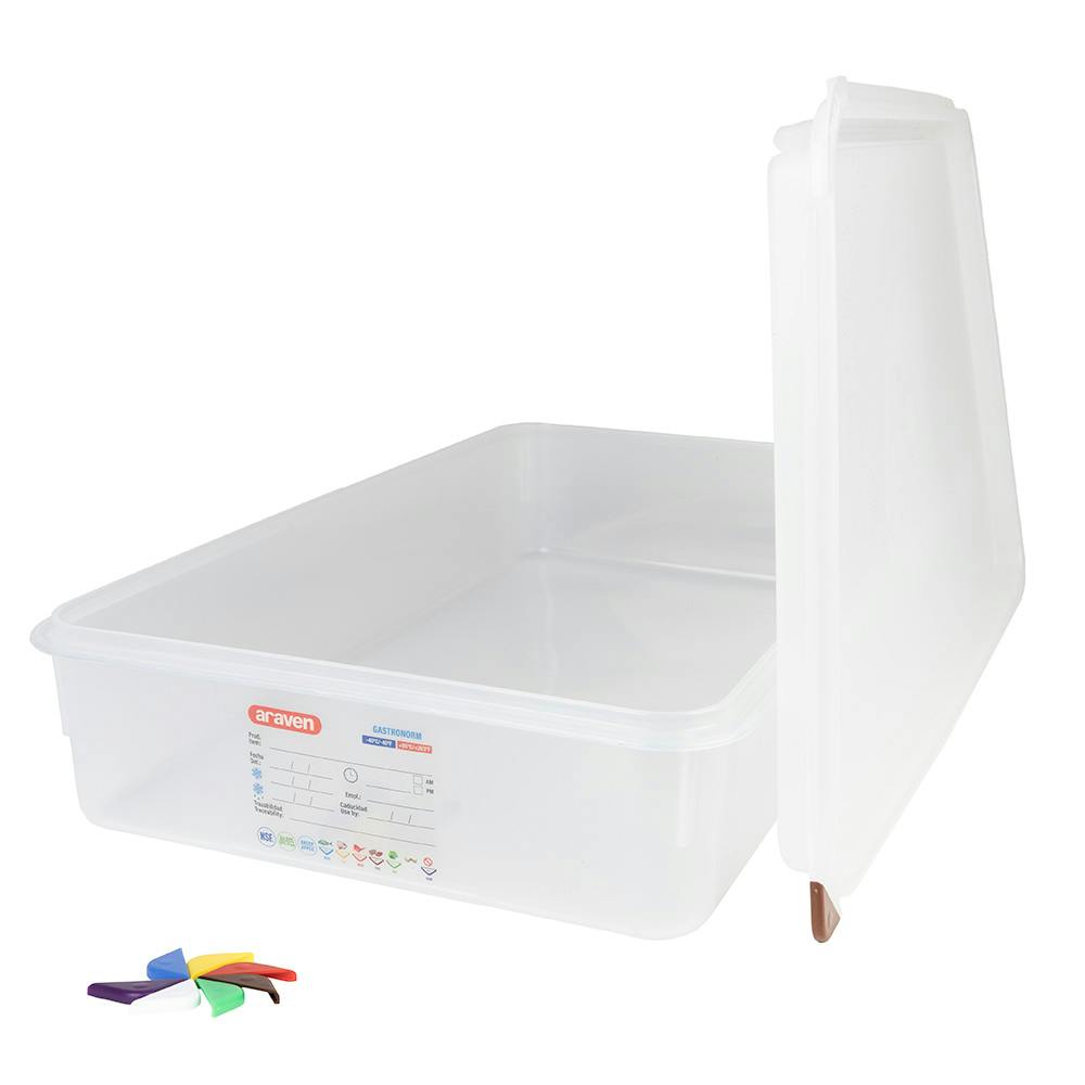 Full Size Clear Polyproylene Airtight Food Pan with LDPE ColorClip Lid - 14.4 Quart