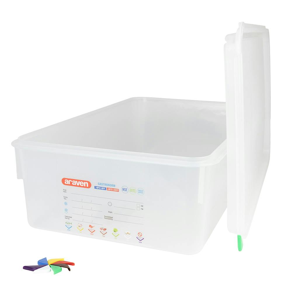 Full Size Clear Polyproylene Airtight Food Pan with LDPE ColorClip Lid - 22.2 Quart