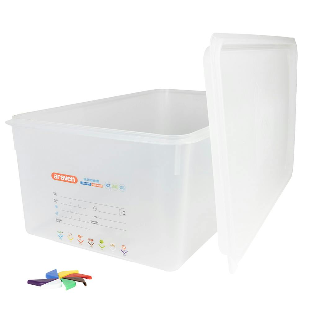 Full Size Clear Polyproylene Airtight Food Pan with LDPE ColorClip Lid - 29.6 Quart