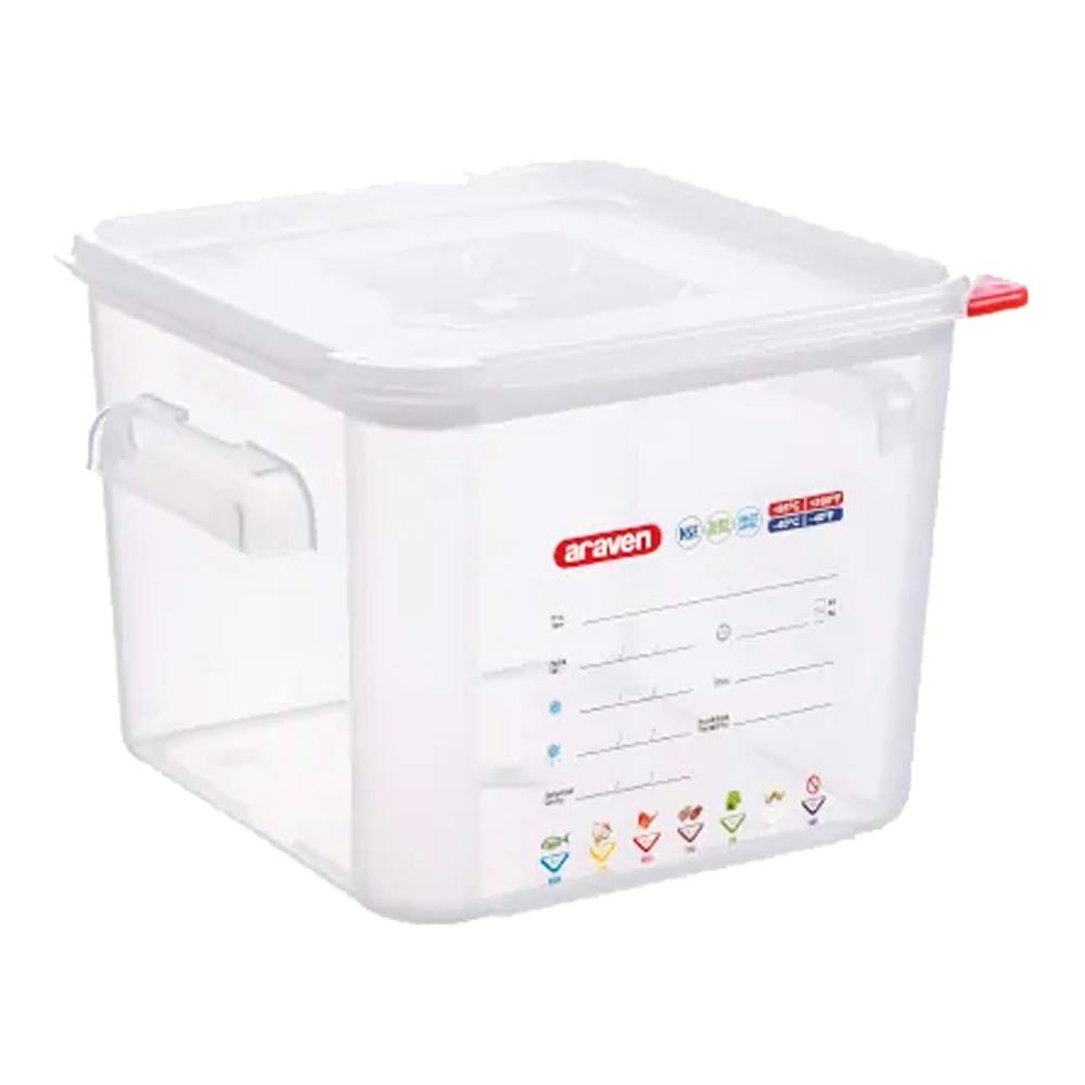 6.3 Quart Clear Polypropylene Square Food Storage Container with LDPE ColorClip Lid