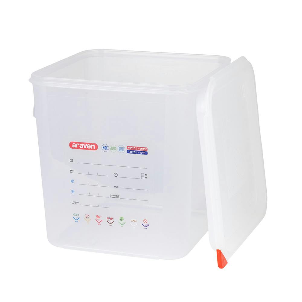 8.4 Quart Clear Polypropylene Square Food Storage Container with LDPE ColorClip Lid