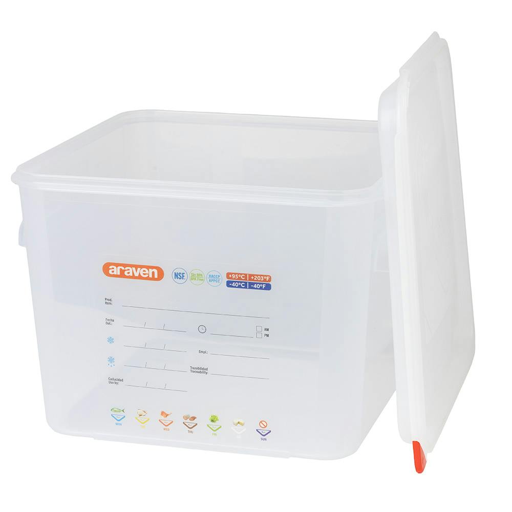 12.6 Quart Clear Polypropylene Square Food Storage Container with LDPE ColorClip Lid