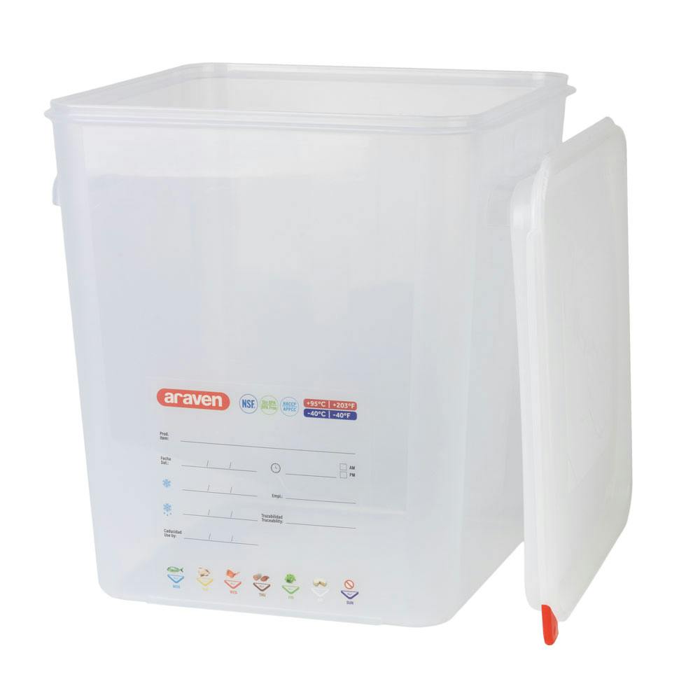 19 Quart Clear Polypropylene Square Food Storage Container with LDPE ColorClip Lid
