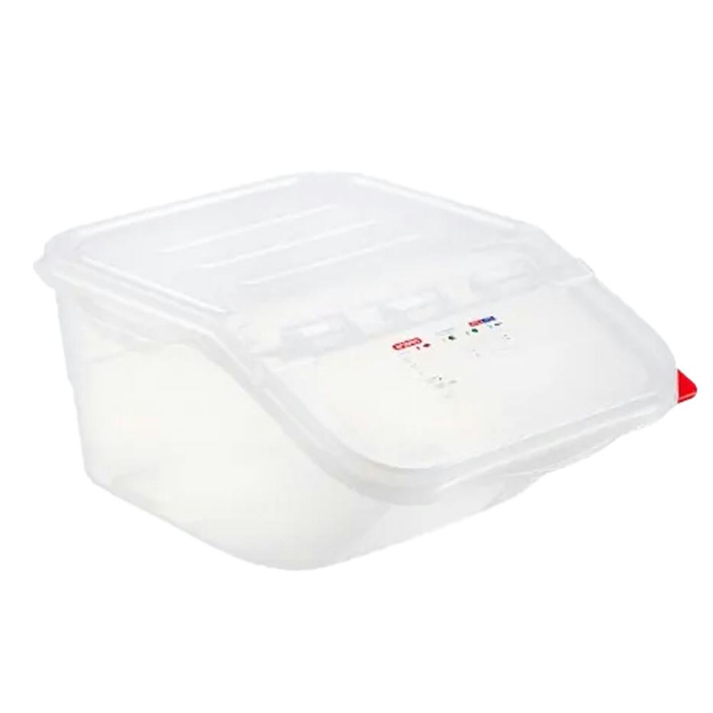 4 Gallon (16 Quart) Translucent Polypropylene Accessible Ingredient Bin with ColorClip Lid