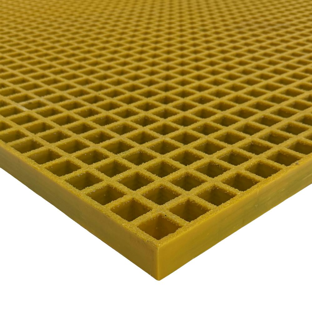1-1/2" x 48" x 96" General-Purpose Yellow Fiberglass-Reinforced Orthophthalic Polyester Grating - Grit Top