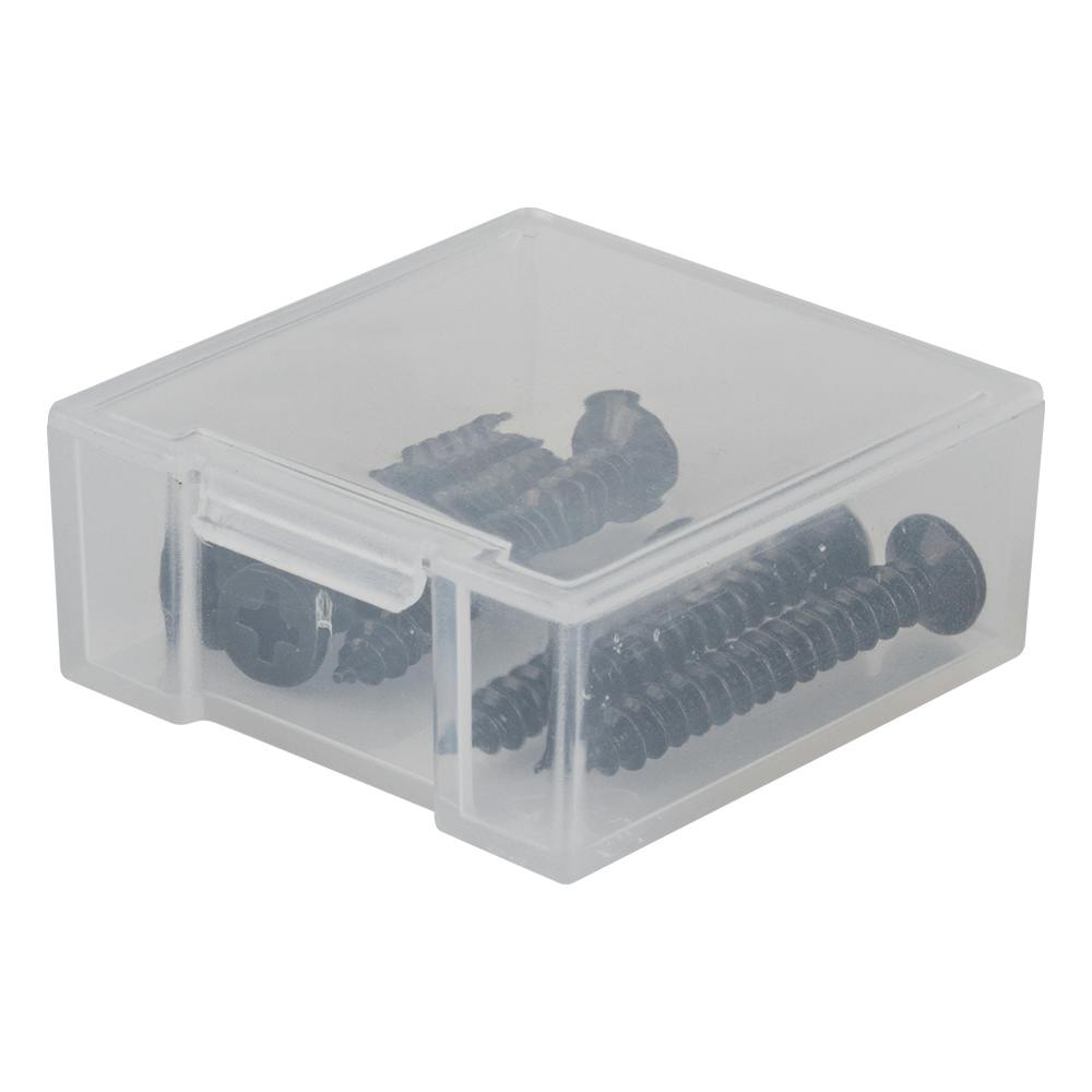 7.34 Dram Natural Polypropylene Hinged Mini Square Box with Single Latch - 1.476" L x 1.555" W x 0.65" Hgt.