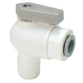1/4" OD Push-to-Connect x 1/8" MNPTF White Polypropylene LIQUIfit® Male Elbow Two-Way Ball Valve