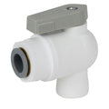 3/8" OD Push-to-Connect x 1/8" FNPTF White Polypropylene LIQUIfit® Female Elbow Two-Way Ball Valve
