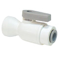 1/4" OD Push-to-Connect x 3/8" FNPTF White Polypropylene LIQUIfit® Female Connector Two-Way Ball Valve