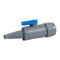 3/8" to 5/8" Tapered Barb x 1/2" FNPT Gray PVC Series 638 Straight Two-Way Ball Valve with Buna-N Seal