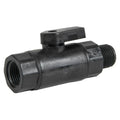 3/8" MNPT x 3/8" FNPT Black Polypropylene Series 638 Straight Two-Way Ball Valve with EPDM Seal