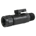 1/2" MNPT x 1/2" FNPT Black Polypropylene Series 638 Straight Two-Way Ball Valve with EPDM Seal