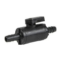 3/8" Hose Barb x 3/8" Hose Barb Black Polypropylene Series 638 Straight Two-Way Ball Valve with FKM Seal