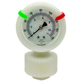 White PVDF One-Piece Molded Pressure Gauge with PTFE Diaphragm - 0 to 15 psi Range