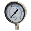 Stainless Steel Industrial Pressure Gauge with 2-1/2" Dial & 1/4" MNPT Connection - 0 to 1000 psi Range