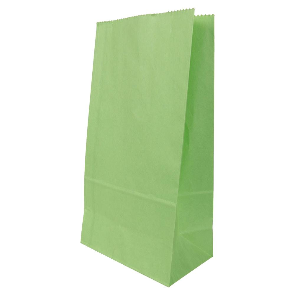 6 lb. Lime Green Kraft Paper SOS Bags - 6" W x 11-1/16" L + 3-5/8" BG (Case of 500)