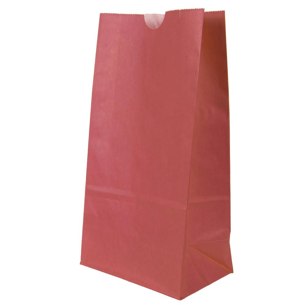 6 lb. Red Kraft Paper SOS Bags - 6" W x 11-1/16" L + 3-5/8" BG (Case of 500)