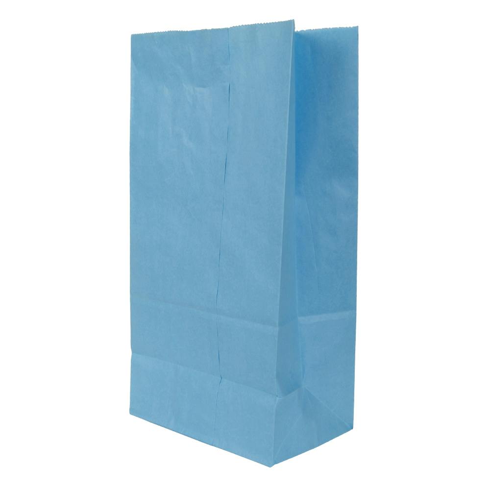 8 lb. Blue Kraft Paper SOS Bags - 6-1/4" W x 12-1/2" L + 3-13/16" BG (Case of 500)