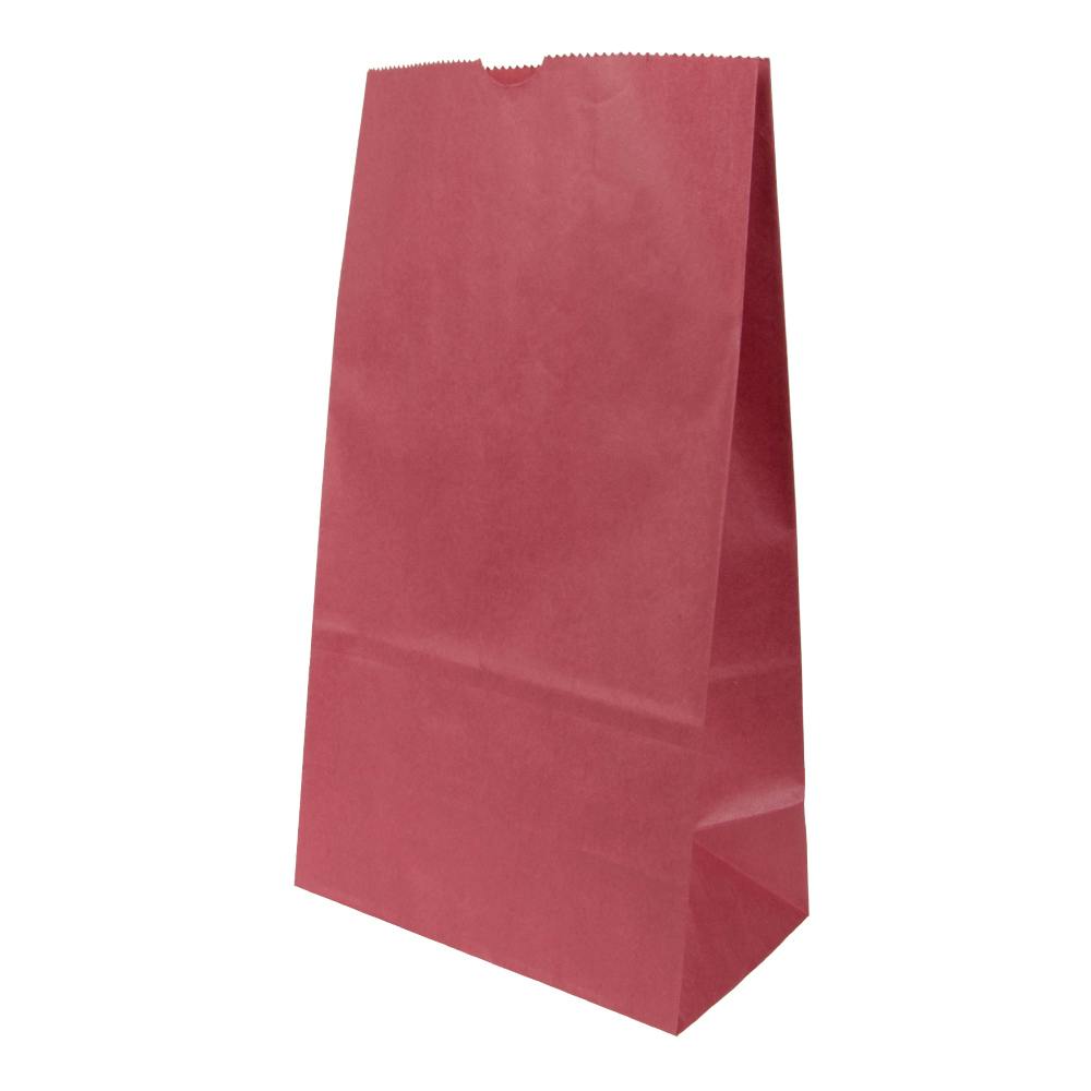 8 lb. Red Kraft Paper SOS Bags - 6-1/4" W x 12-1/2" L + 3-13/16" BG (Case of 500)
