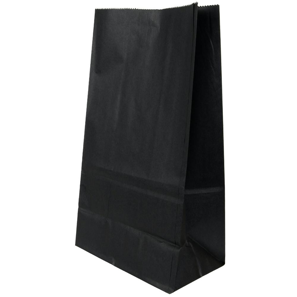 6 lb. Black Kraft Paper SOS Bags - 6" W x 11-1/16" L + 3-5/8" BG (Case of 500)