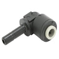1/4" OD Push-to-Connect x 1/4" OD Tube Stem Black Polypropylene TrueSeal™ 90° Union Tube Stem Elbow