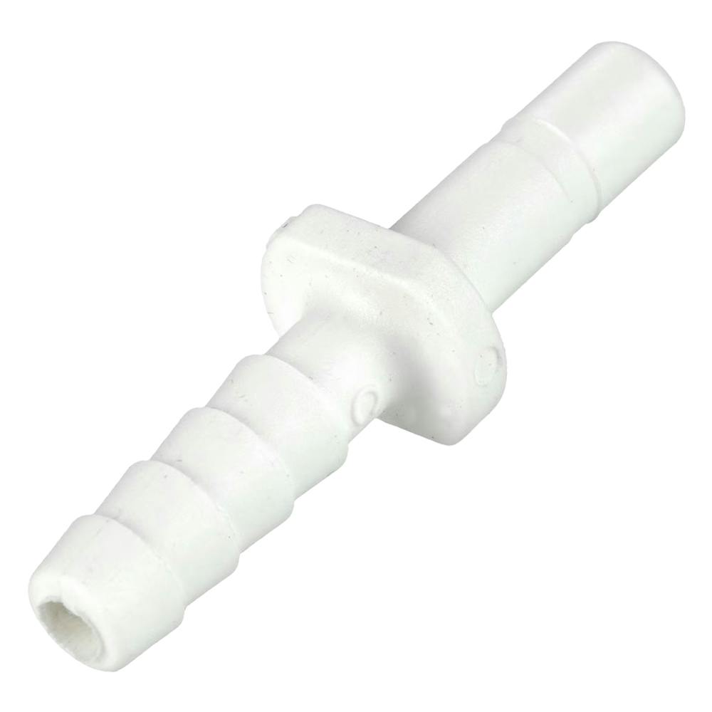 3/8" OD Tube Stem x 3/8" Hose Barb White Polypropylene TrueSeal™ Tube Stem Connector