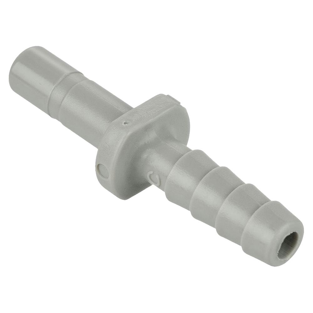 3/8" OD Tube Stem x 3/8" Hose Barb Gray Acetal TrueSeal™ Tube Stem Connector