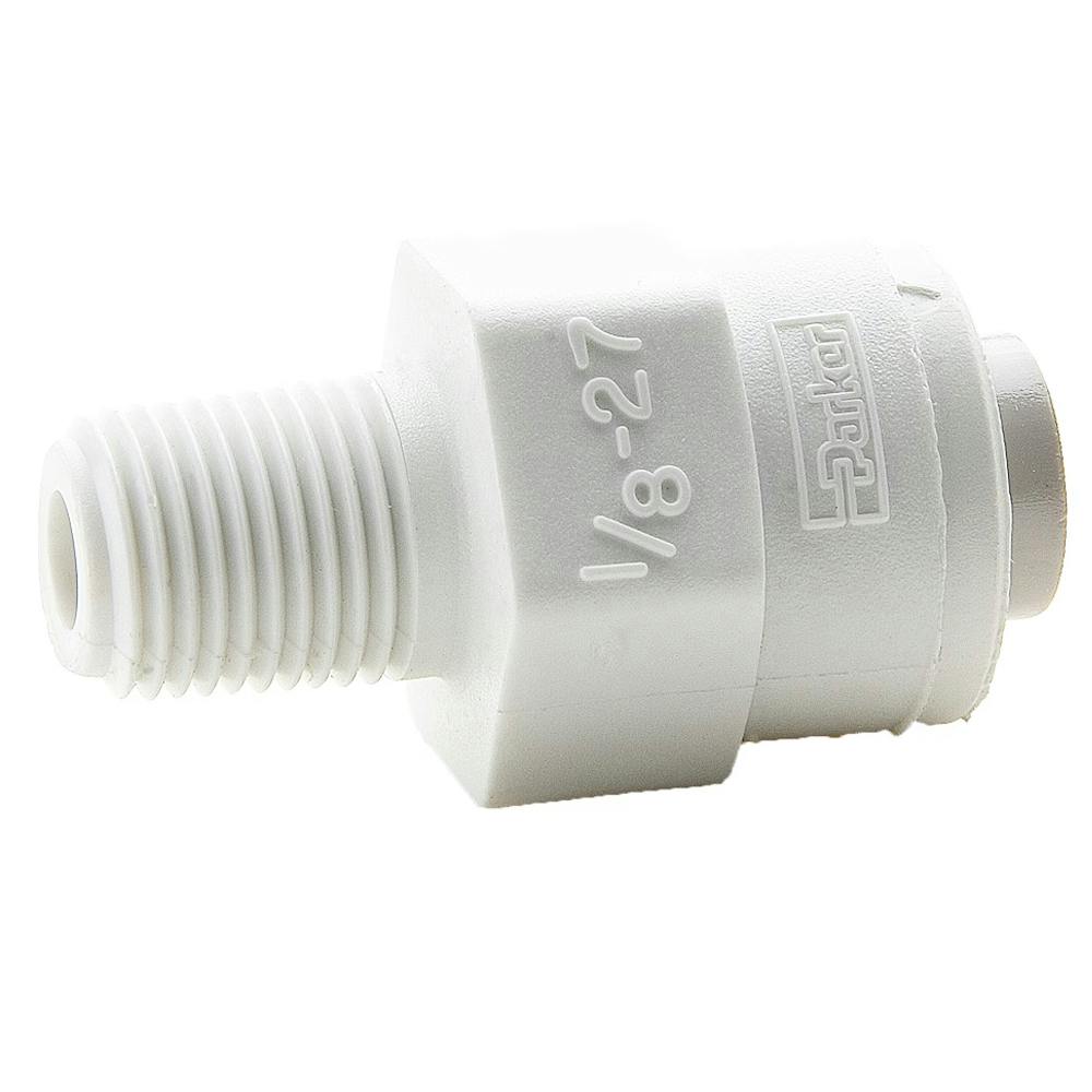 1/2" OD Push-to-Connect x 3/8" MNPTF White Polypropylene TrueSeal™ Male Connector