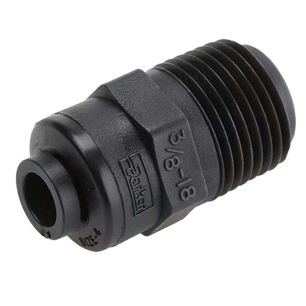 1/4" OD Push-to-Connect x 3/8" MNPTF Black Kynar® PVDF TrueSeal™ Male Connector