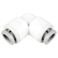 3/8" OD Push-to-Connect x 1/4" OD Push-to-Connect White Polypropylene TrueSeal™ 90° Union Elbow