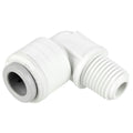 3/8" OD Push-to-Connect x 1/4" MNPTF White Polypropylene TrueSeal™ 90° Male Elbow