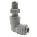 1/4" OD Push-to-Connect x 3/8" MNPTF Gray Acetal TrueSeal™ 90° Male Swivel Elbow