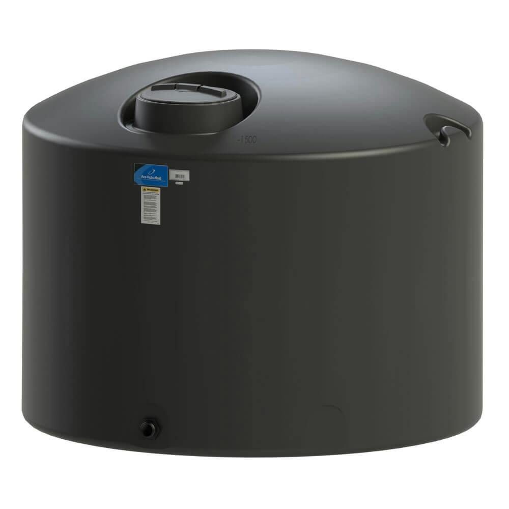1500 Gallon Black Vertical Closed Head Tank - 85" Dia. x 69" Hgt.