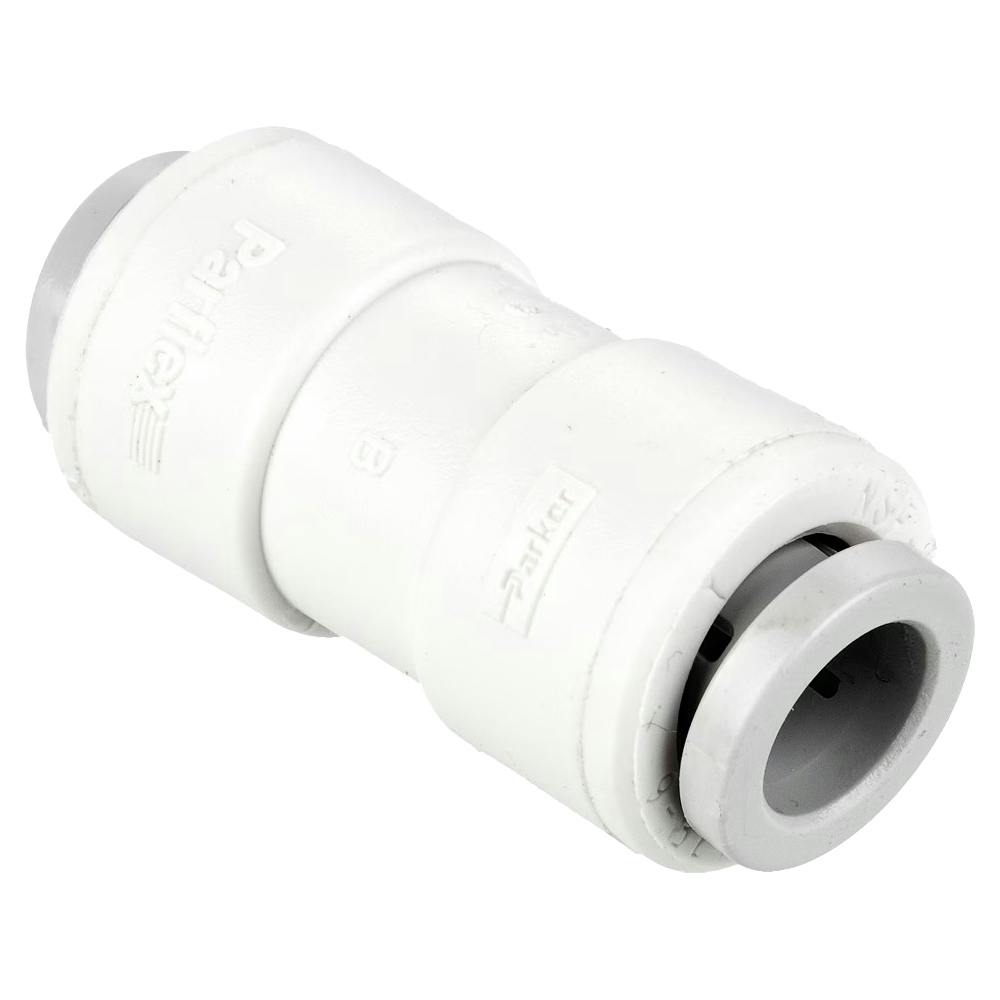 1/2" OD Push-to-Connect x 3/8" OD Push-to-Connect White Polypropylene TrueSeal™ Union Connector