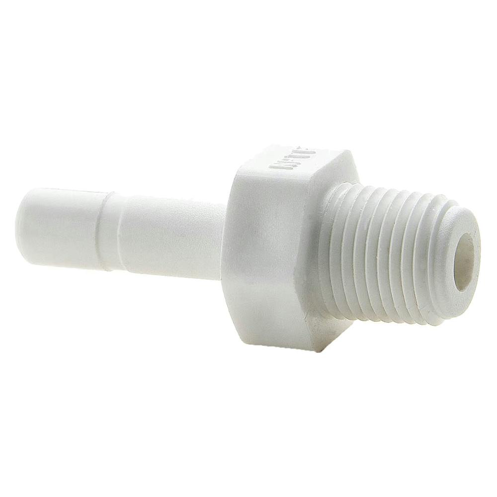 1/4" OD Tube Stem x 1/4" MNPTF White Polypropylene TrueSeal™ Male Tube Stem Adapter