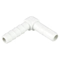 1/4" OD Tube Stem x 1/4" Hose Barb White Polypropylene TrueSeal™ 90° Tube Stem Elbow