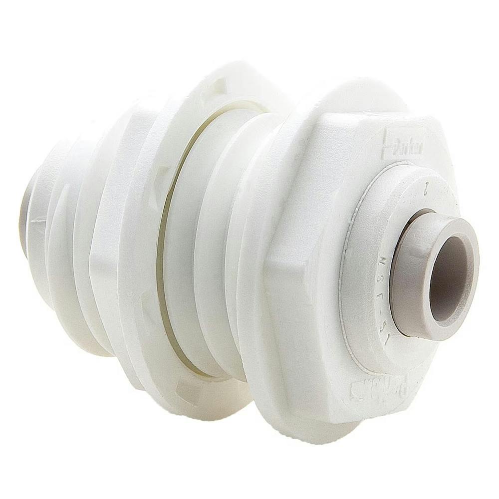 3/8" Push-to-Connect x 1/4" Push-to-Connect White Polypropylene TrueSeal™ Bulkhead Union