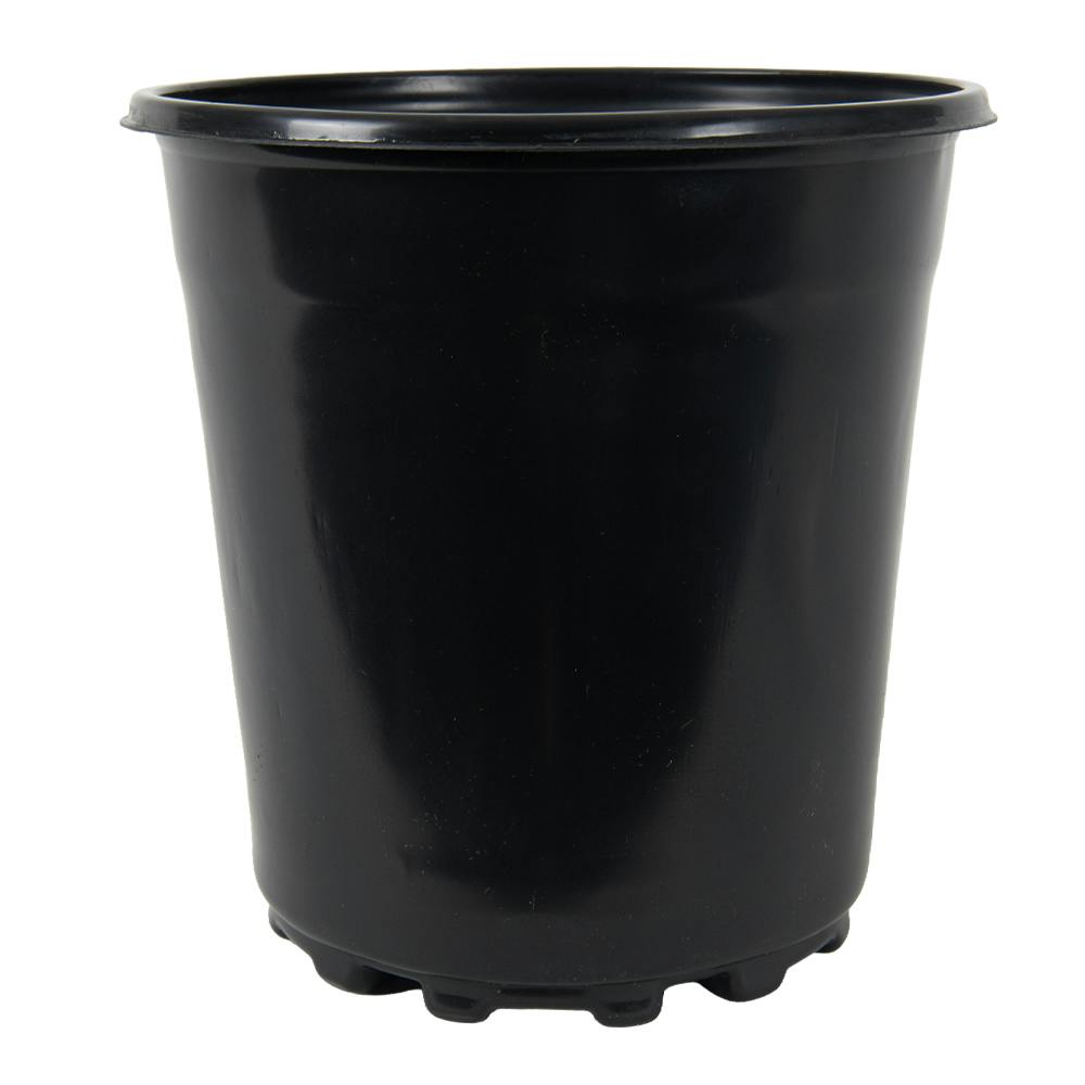 6.5" Round Black Thermoformed Maxi-Grow Trade Gallon Plant Pot with Tag Slots - 6.5" Dia. x 6.5" Hgt. (Case of 200)