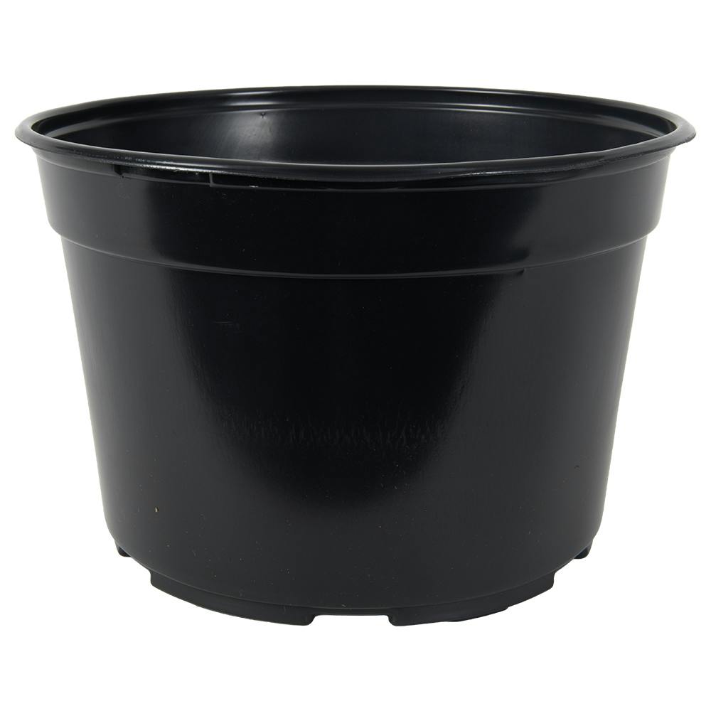 9" Round Black Thermoformed Maxi-Grow Mum Plant Pot with Tag Slot - 9" Dia. x 5.9" Hgt. (Case of 100)