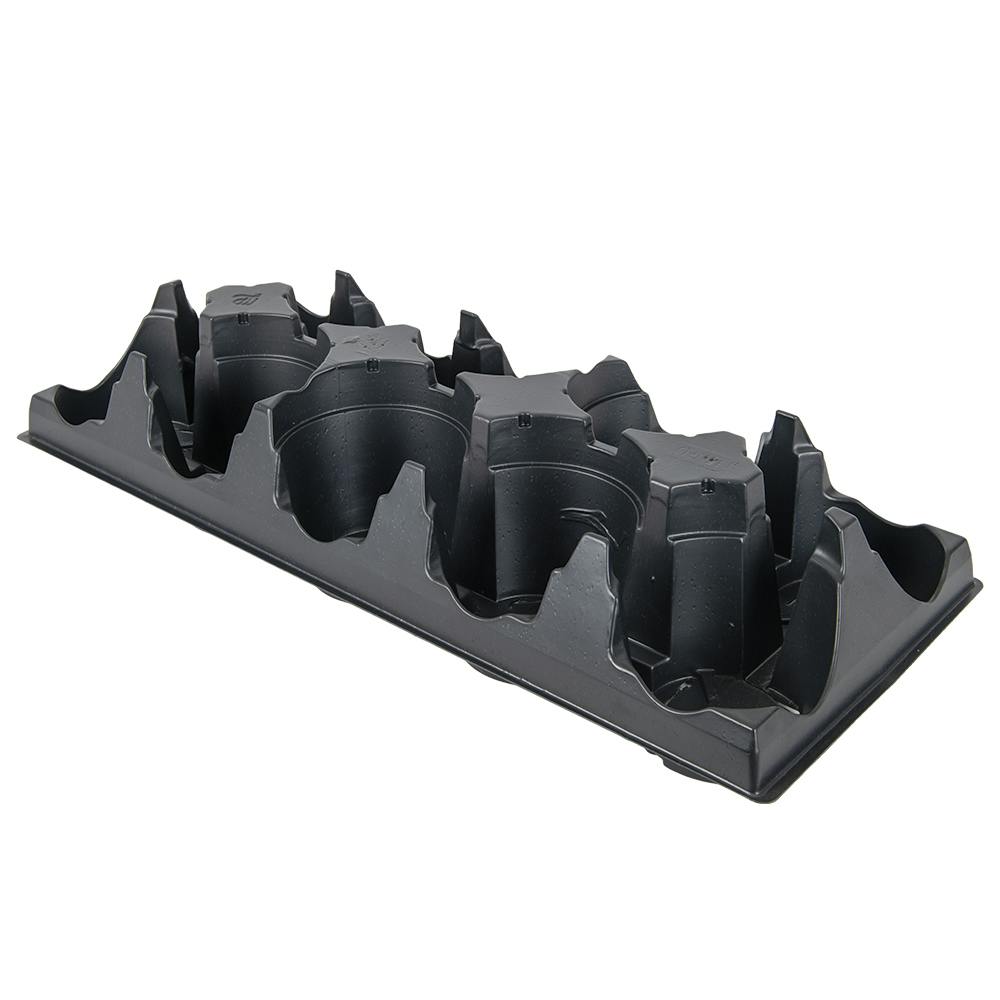 10-Place Black Thermoformed Filling Tray for 4.5" Round Maxi-Grow Plant Pots - 22.4" L x 8.9" W x 4.19" Hgt. (Case of 75)