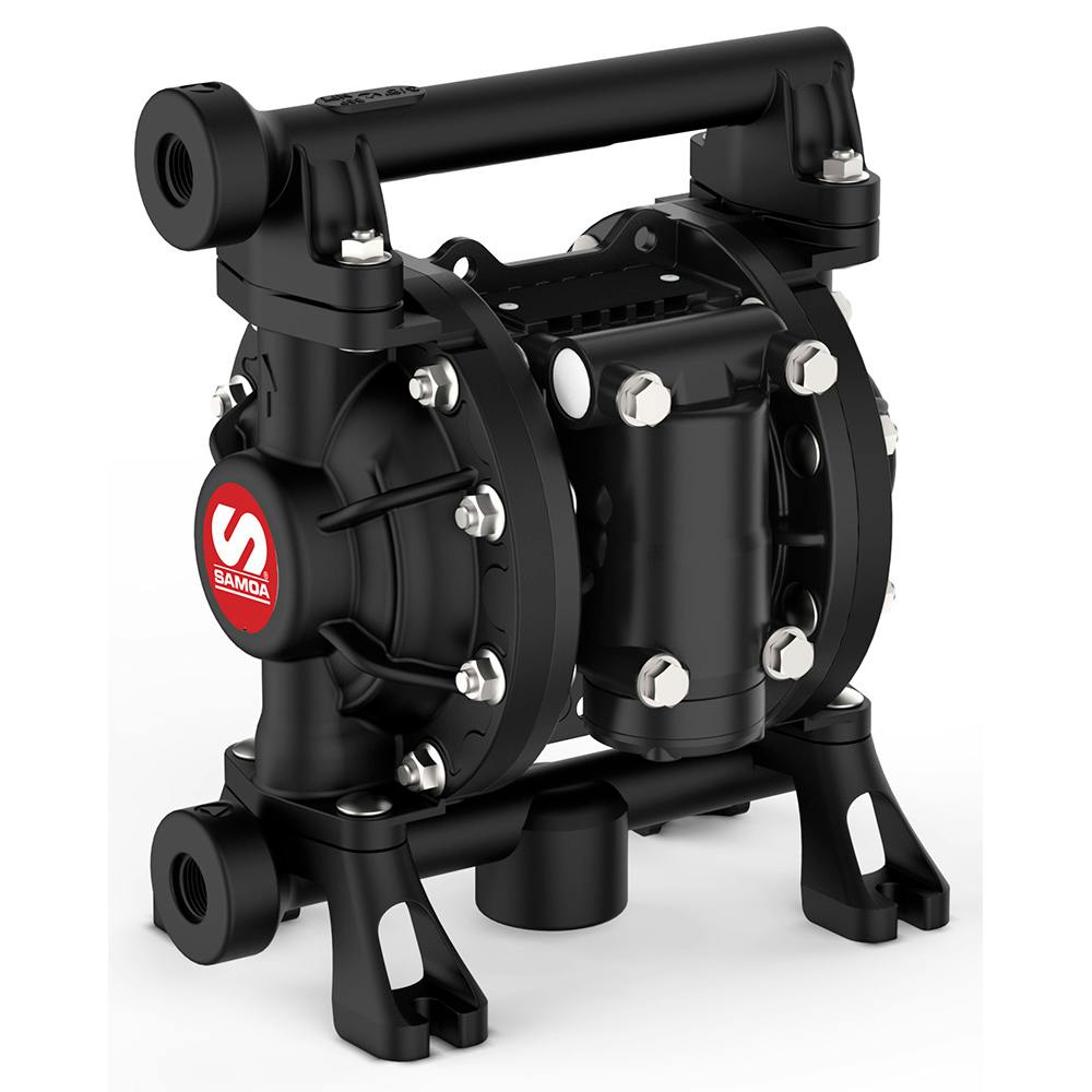 Non-Metallic Pivot UP03 Series Conductive Polypropylene High-Flow Air-Operated Double Diaphragm (AODD) Pump with 3/8" NPT Side Ports with 8.2 GPM Flow & PVDF & PTFE Wetted Parts