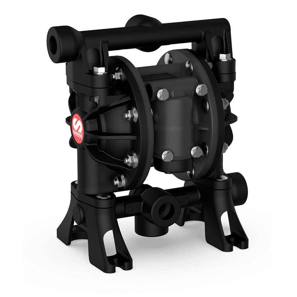Non-Metallic Pivot UP05 Series Conductive Polypropylene High-Flow Air-Operated Double Diaphragm (AODD) Pump with 1/2" NPT Lateral Ports with 14.3 GPM Flow & Polypropylene & PTFE Wetted Parts