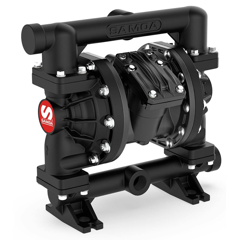 Non-Metallic Pivot UP010 Series Conductive Polypropylene High-Flow Air-Operated Double Diaphragm (AODD) Pump with 1" NPT Side Ports with 53 GPM Flow & Polypropylene & Santoprene™ Wetted Parts