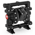 Non-Metallic Pivot UP010 Series Conductive Polypropylene High-Flow Air-Operated Double Diaphragm (AODD) Pump with 1" NPT Side Ports with 53 GPM Flow & Polypropylene & Santoprene™ Wetted Parts