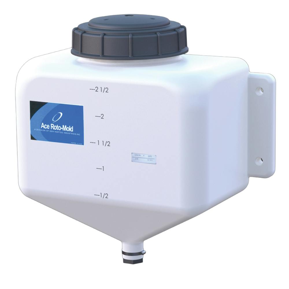 2-1/2 Gallon Natural HDPE Rectangular Rinse Tank with 5" Lid & 3/4" Molded-in Threads - 15" L x 7" W x 14" Hgt.