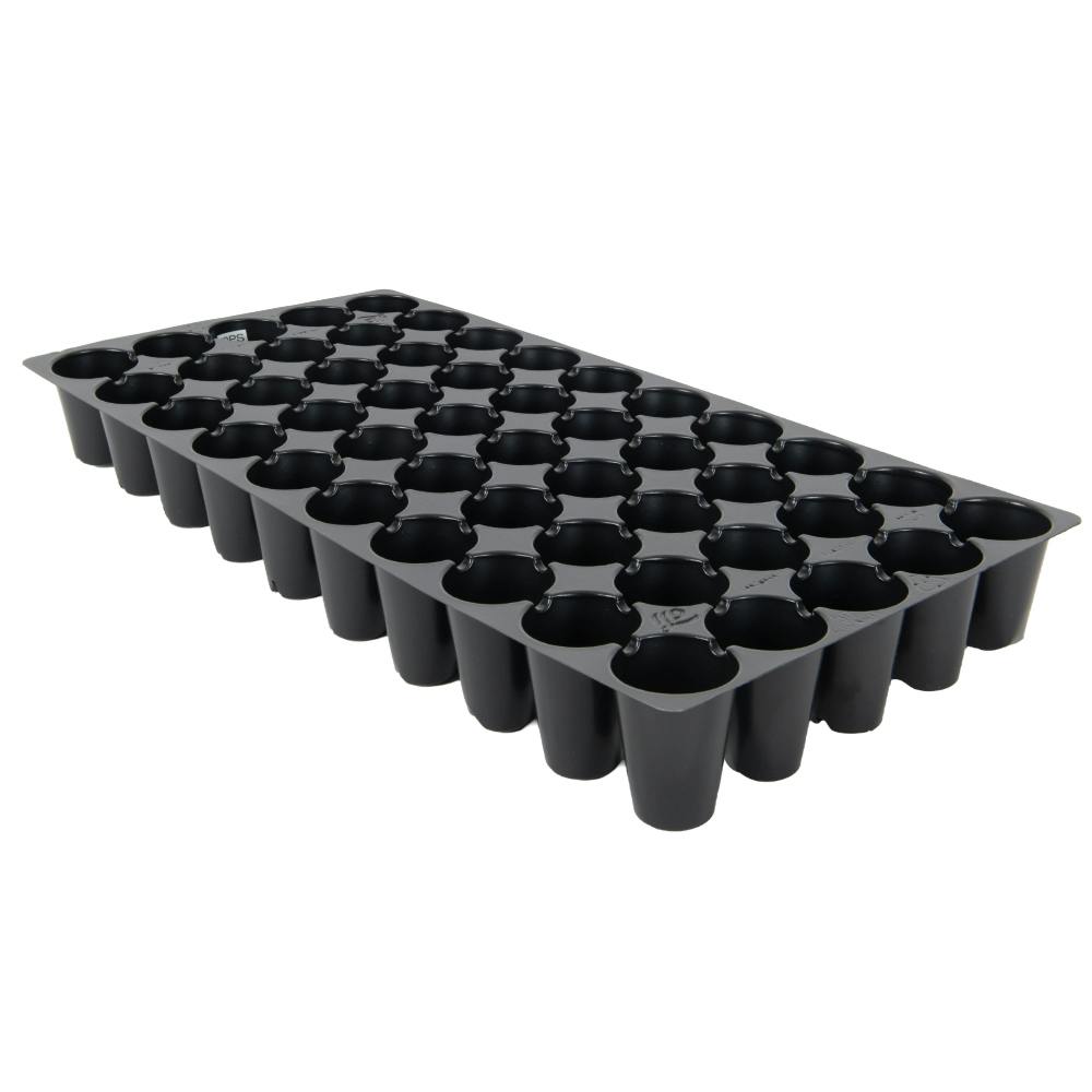 50-Plug Rectangular Black Polystyrene Propagation Tray - 20.85" L x 10.42" W x 2.38" Hgt. (Case of 100)