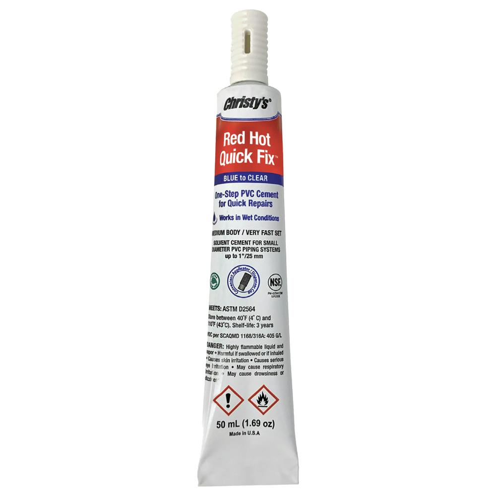 50mL Christy's® Red Hot Quick Fix™ Medium-Bodied PVC Cement - Squeeze Tube