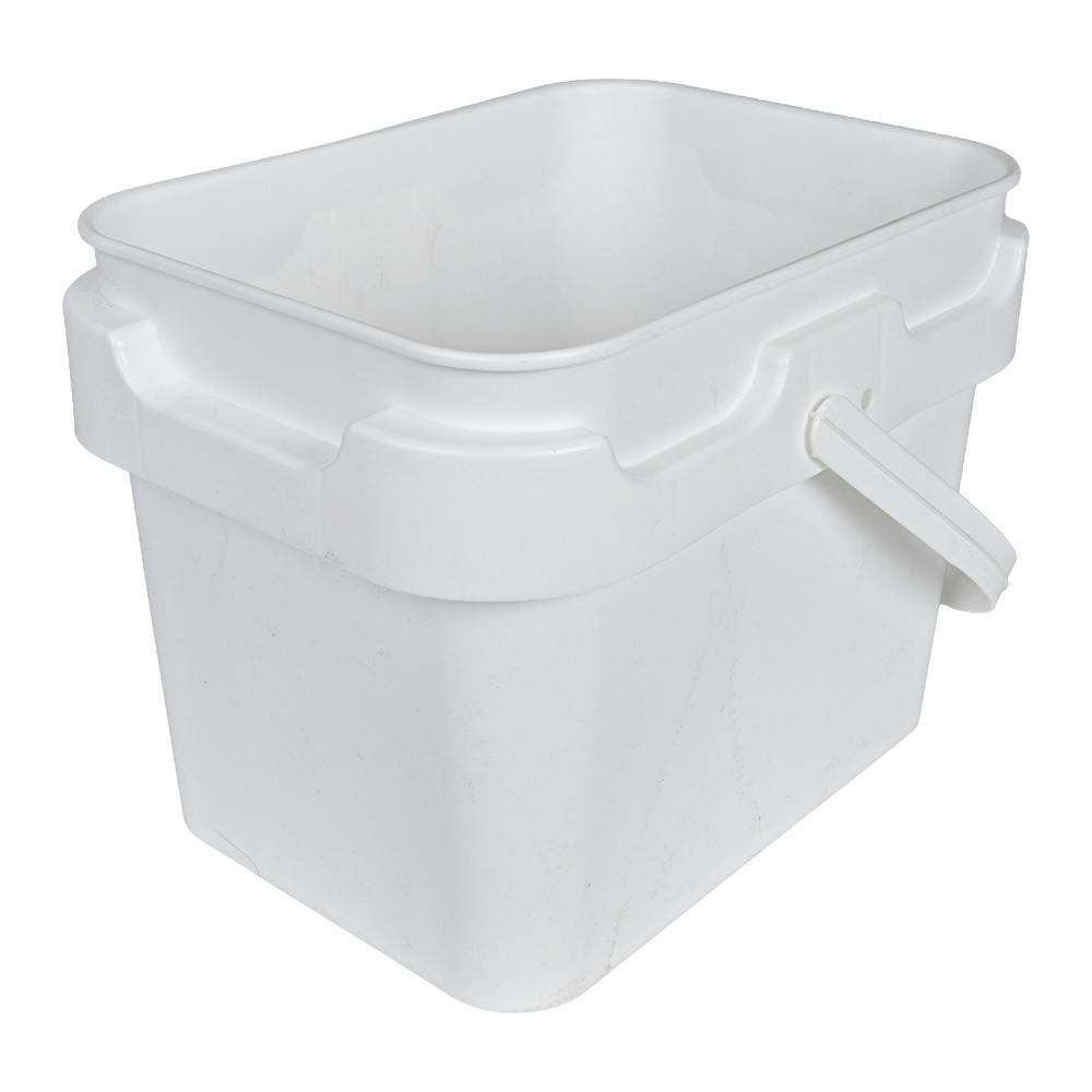 3.5 Gallon White Polypropylene Super Kube K3 UN Rated Square Bucket with Plastic Handle (Lid Sold Separately)